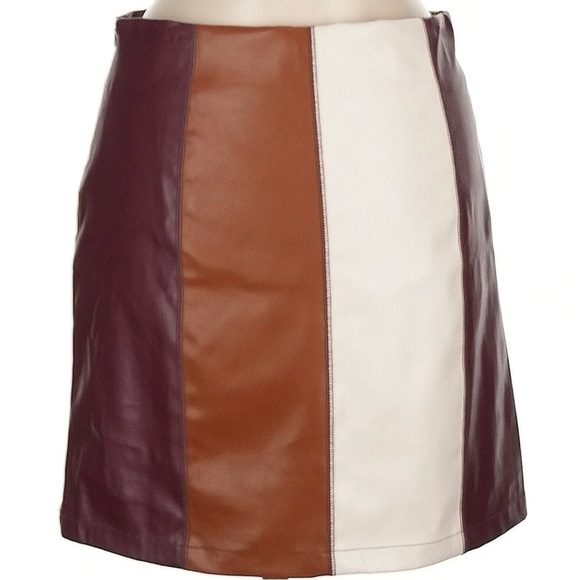 Kori Red and Tan Mini A-line Skirt - Picture 1 of 3
